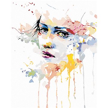 

Diamondi - PORTRÉT ŽENA A ROZTEKLÉ BARVY, 40x50 cm, vypnuté plátno na rám