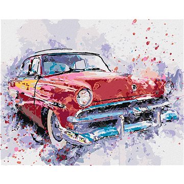 

Diamondi - ČERVENÉ MALOVANÉ AUTO, 40x50 cm, vypnuté plátno na rám