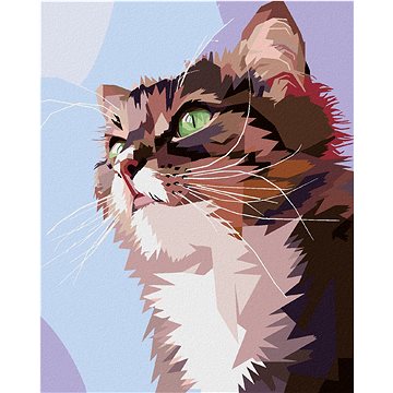 

Diamondi - ZVĚDAVÁ KOČKA PORTRÉT, 40x50 cm, vypnuté plátno na rám
