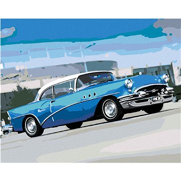

Diamondi - STARŠÍ MODRÉ AUTO, 40x50 cm, vypnuté plátno na rám