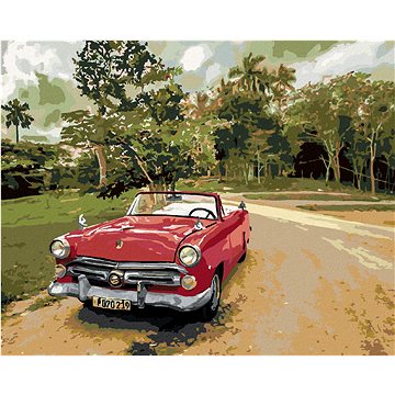 

Diamondi - ČERVENÉ AUTO NA CESTĚ, 40x50 cm, bez rámu a bez vypnutí plátna