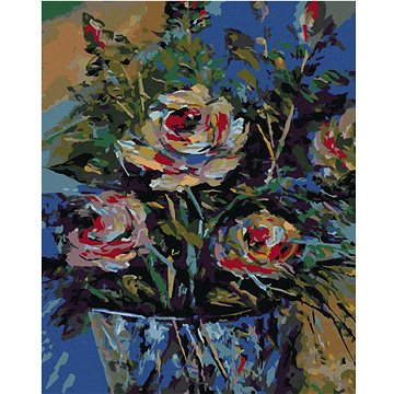 

Diamondi - RŮŽE V KBELÍKU, 40x50 cm, vypnuté plátno na rám