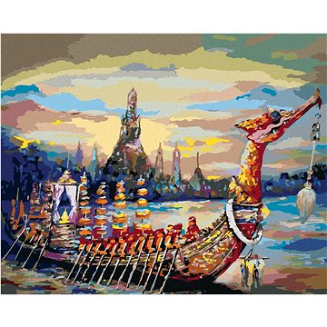 

Diamondi - KRÁLOVSKÁ BÁRKA V THAJSKU, 40x50 cm, vypnuté plátno na rám