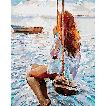 

Diamondi - DÍVKA NA DŘEVĚNÉ HOUPAČCE, 40x50 cm, vypnuté plátno na rám