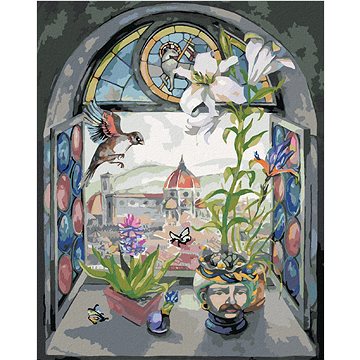 

Diamondi - OKNO S VÝHLEDEM NA KATEDRÁLU SANTA MARIA, 40x50 cm, vypnuté plátno na rám