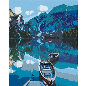 

Diamondi - DVĚ DŘEVĚNÉ LOĎKY NA JEZEŘE, 40x50 cm, bez rámu a bez vypnutí plátna