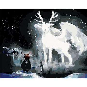

Diamondi - MAGICKÝ BÍLÝ JELEN V LESE, 40x50 cm, bez rámu a bez vypnutí plátna