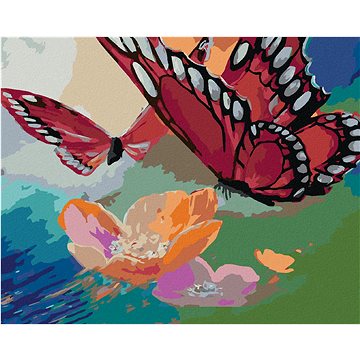 

Diamondi - DVA MOTÝLI NA KVĚTINĚ, 40x50 cm, bez rámu a bez vypnutí plátna