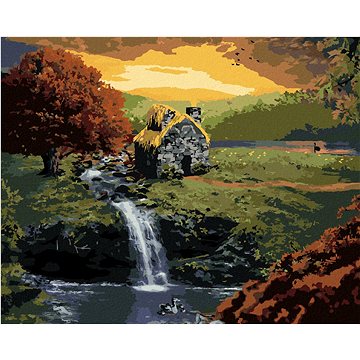

Diamondi - LESNÍ CHATIČKA S POTŮČKEM, 40x50 cm, bez rámu a bez vypnutí plátna