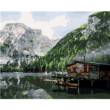 

Diamondi - Diamantové malování - JEZERO S CHATOU A LODĚMI ITÁLIE II, 40x50 cm, Vypnuté plátno na rám