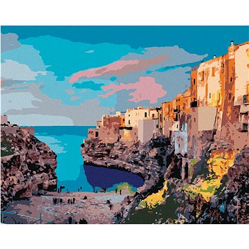 

Diamondi - JARNÍ PANORAMA MĚSTA POLIGNANO, 40x50 cm, vypnuté plátno na rám