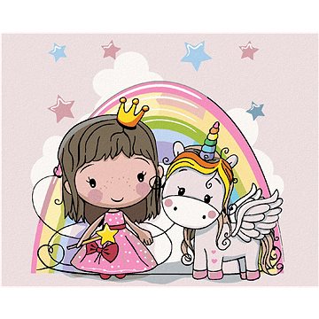 

Diamondi - PRINCEZNA A JEDNOROŽEC, 40x50 cm, vypnuté plátno na rám