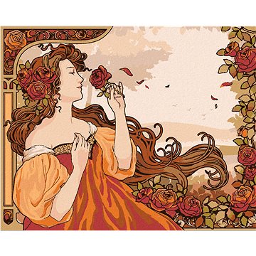 

Diamondi - REPRODUKCE ŽENA A RŮŽE (ALFONS MUCHA), 40x50 cm, vypnuté plátno na rám