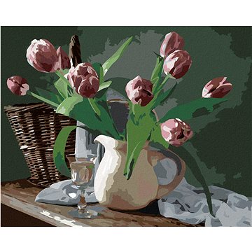 

Diamondi - TULIPÁNY VE DŽBÁNKU, 40x50 cm, bez rámu a bez vypnutí plátna