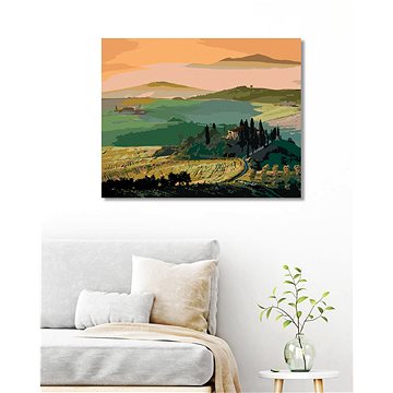 

Diamondi - TOSKÁNSKÁ KRAJINA A VÝCHOD SLUNCE, 40x50 cm, bez rámu a bez vypnutí plátna