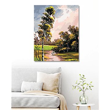 

Diamondi - LETNÍ KRAJINA S BŘÍZOU A JEZÍRKEM, 40x50 cm, bez rámu a bez vypnutí plátna