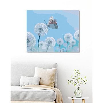 

Diamondi - BÍLÉ PAMPELIŠKY S MOTÝLEM, 40x50 cm, vypnuté plátno na rám