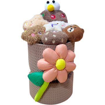 

ANNAM Buket z plyšáků s kyticí vpředu 24 cm, hnědá