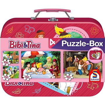 

Schmidt Puzzle Bibi a Tina 4 v 1 v plechovém kufříku (100, 100, 150, 150 dílků)