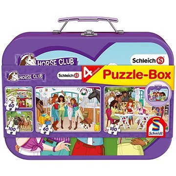 

Schmidt Puzzle Schleich Horse Club 4 v 1 v plechovém kufříku (60, 60, 100, 100 dílků)