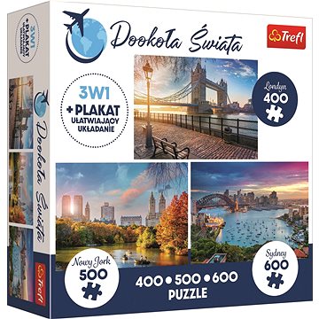 

Trefl Puzzle Kolem světa Londýn, New York a Sydney 400 + 500 + 600 dílků
