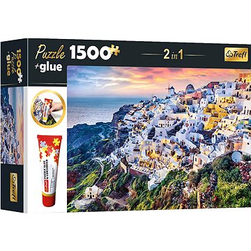 

Trefl Sada 2v1 puzzle Nádherný ostrov Santorini, Řecko 1 500 dílků s lepidlem