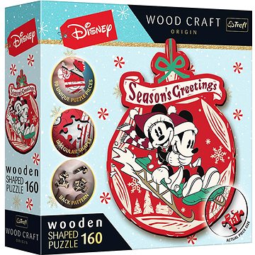 

Trefl Wood Craft Origin puzzle Vánoční dobrodružství Mickeyho a Minnie 160 dílků