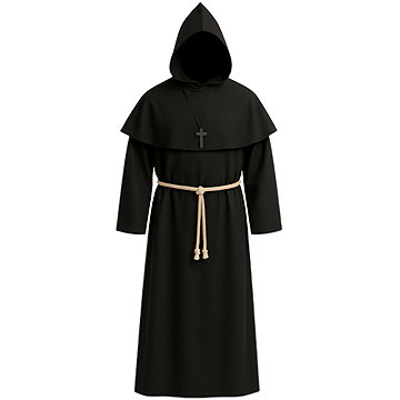 Ruhhy 26175 Karnevalový kostým mnicha, černý, XL/XXL