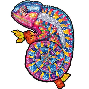 

Woodlika - Dřevěné puzzle české výroby: Hypnotický chameleon