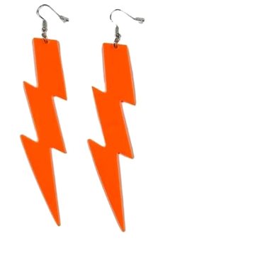 

Neonové náušnice blesk retro párty - 80.léta - disco - oranžové