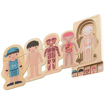 

KIK KX5957_1 Dřevěné puzzle Montessori části těla chlapec