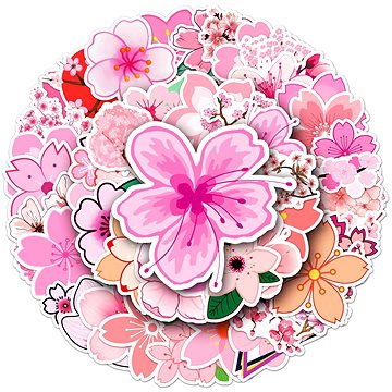 

ANNAM Samolepky Růžové květy Sakura 50 ks - odlišné samolepky