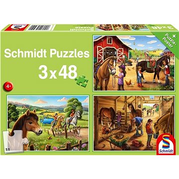 

SCHMIDT Puzzle pro nejmenší - Moje oblíbení koníci 3 × 48 dílků
