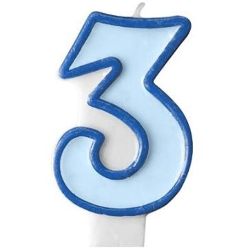 

PARTYDECO Narozeninová svíčka 3, modrá, 7 cm