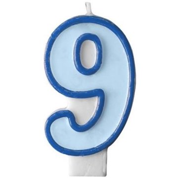 

PARTYDECO Narozeninová svíčka 9, modrá, 7 cm
