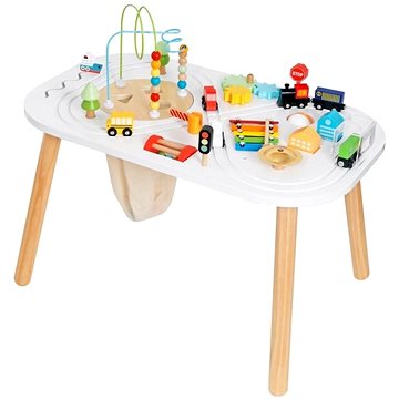 

Derrson dětský montessori stůl s aktivitami a vláčkodráhou