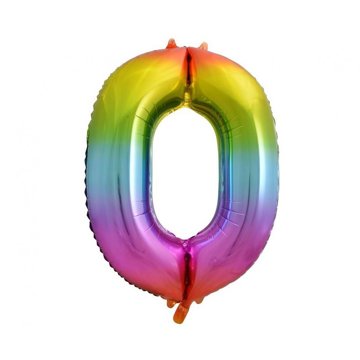 

vybavsenaparty Fóliová číslice rainbow '0' - 85 cm