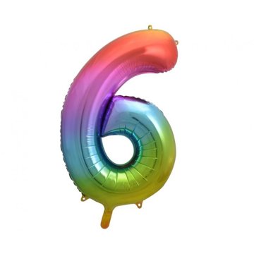 

vybavsenaparty Fóliová číslice rainbow '6' - 85 cm
