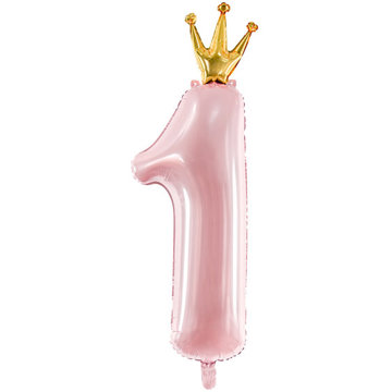 

vybavsenaparty Fóliová číslice růžová s korunkou '1' - 90 cm