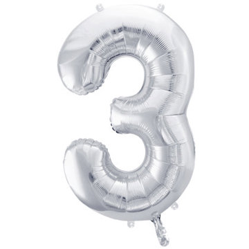 

vybavsenaparty Fóliová číslice stříbrná '3' - 86 cm