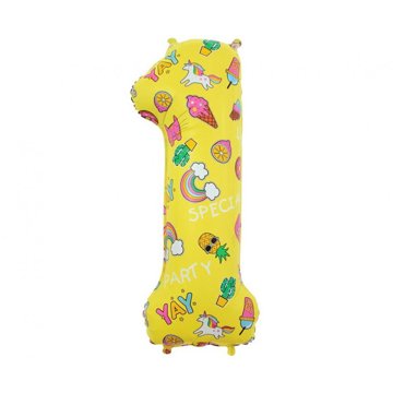 

vybavsenaparty Fóliová číslice žlutá s motivy '1' - 78 cm