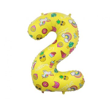 

vybavsenaparty Fóliová číslice žlutá s motivy '2' - 78 cm