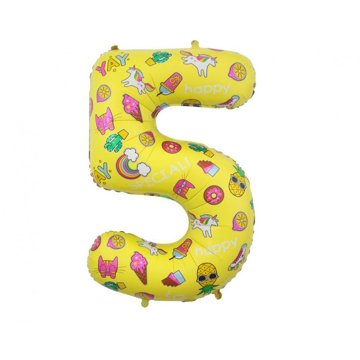

vybavsenaparty Fóliová číslice žlutá s motivy '5' - 78 cm