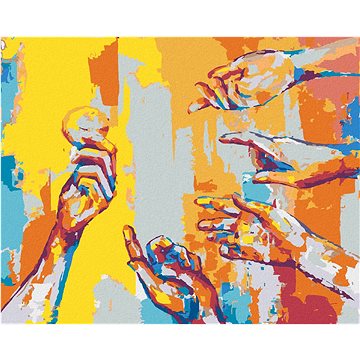 

Abstraktní dlaně, 80×100 cm, vypnuté plátno na rám