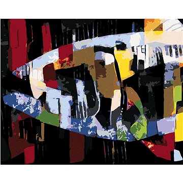 

Abstraktní ryba na černém pozadí, 40×50 cm, vypnuté plátno na rám