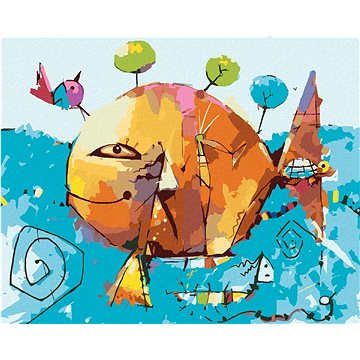 

Abstraktní ryba se želvou, 40×50 cm, bez rámu a bez vypnutí plátna