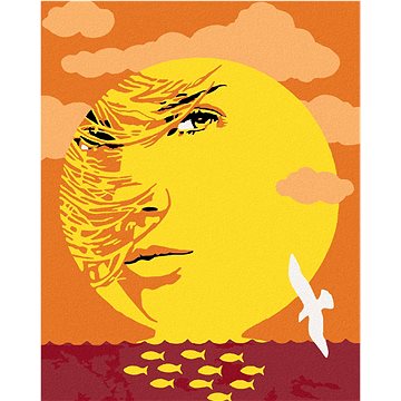 

Abstraktní západ slunce s ženou, 40×50 cm, vypnuté plátno na rám