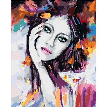

Abstraktní žena s koktejlem, 40×50 cm, bez rámu a bez vypnutí plátna