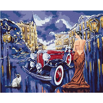 

Auto s dívkou, 40×50 cm, vypnuté plátno na rám