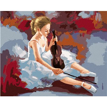 

Baletka s houslemi, 80×100 cm, vypnuté plátno na rám